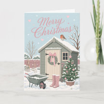 Cute Pastel Allotment Christmas Scene