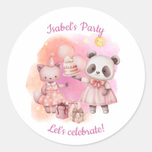 Cute Pastel Animal Birthday Stickers