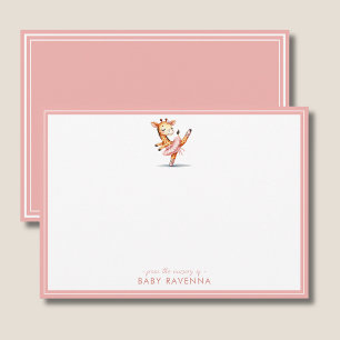 Cute Pastel Animal Giraffe Ballerina Baby Shower Note Card