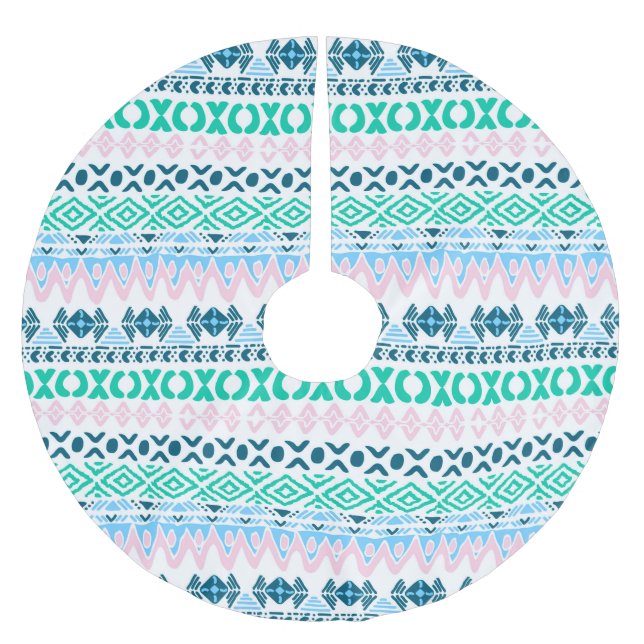 Cute pastel art patterns brushed polyester tree skirt (Front)