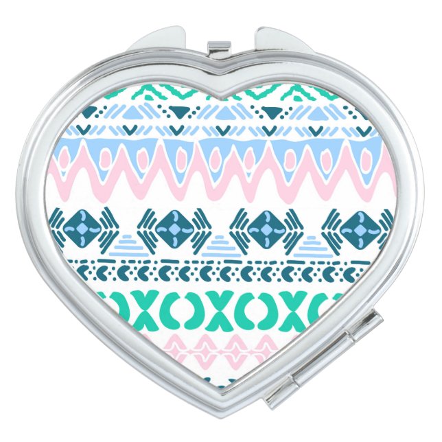 Cute pastel art patterns compact mirror (Front)
