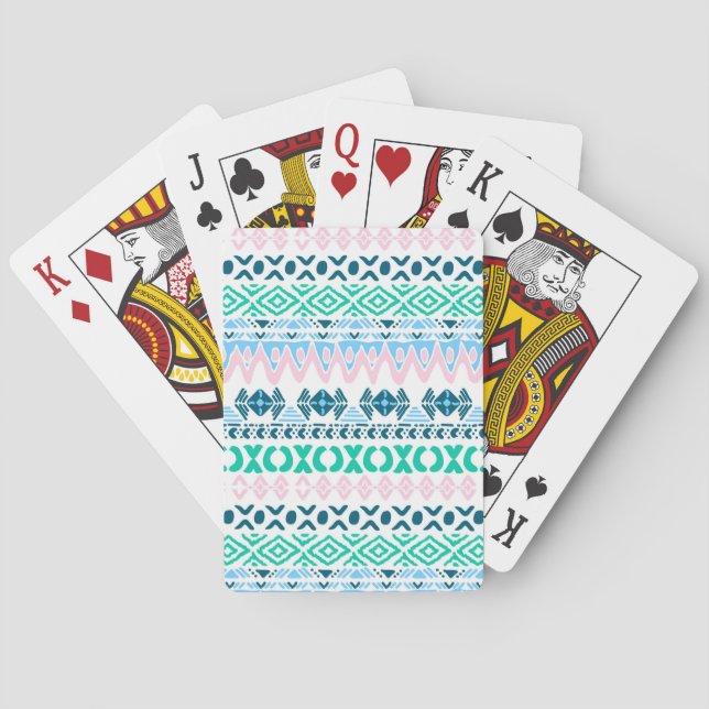 Cute pastel art patterns poker cards (Back)