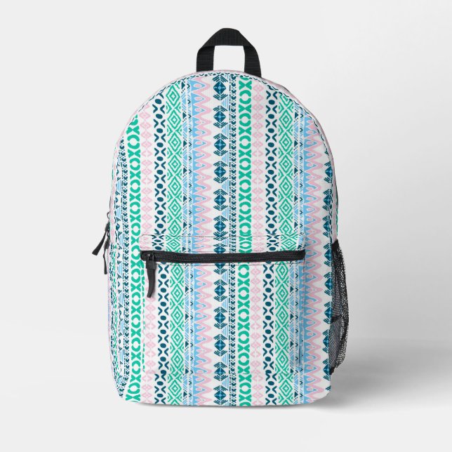 Cute pastel art patterns printed backpack (Front)