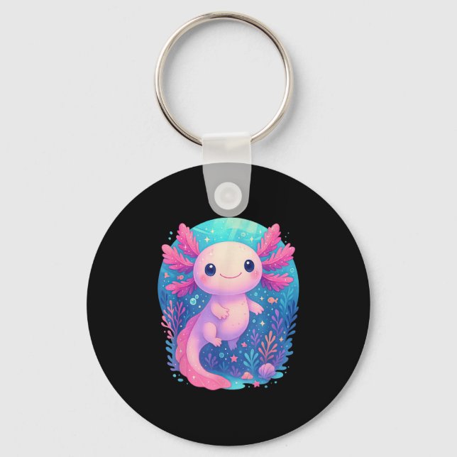 Cute Pastel Axolotl Underwater Ocean Animal  Keychain (Front)