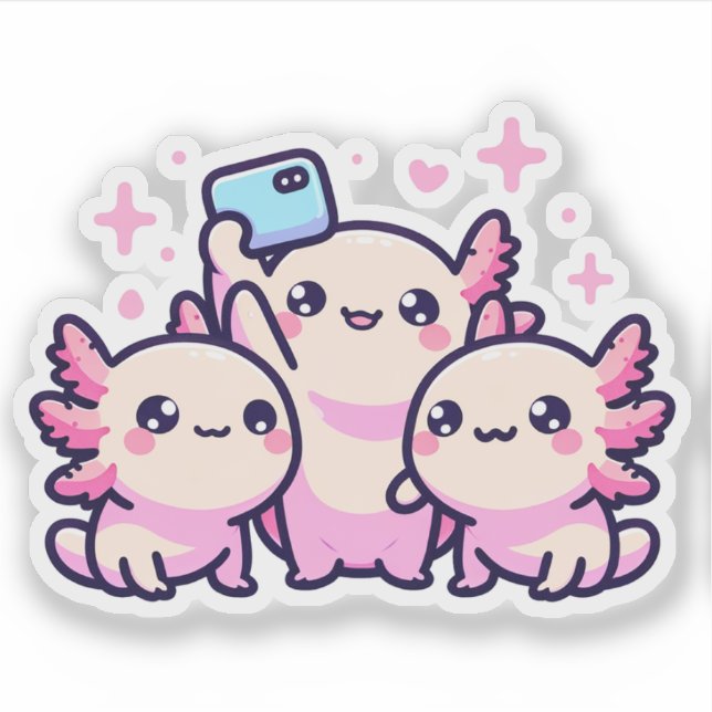 Cute Pastel Axolotls New Designs Selfie Vinyl  Sticker (Front)