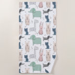 Cute Pastel Baby Animal Pattern Beach Towel