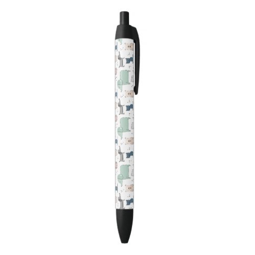 Cute Pastel Baby Animal Pattern Black Ink Pen