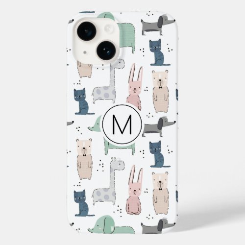 Cute Pastel Baby Animal Pattern Case_Mate iPhone 14 Case