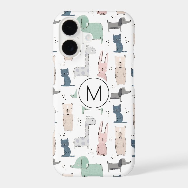 Cute Pastel Baby Animal Pattern iPhone Case (Back)