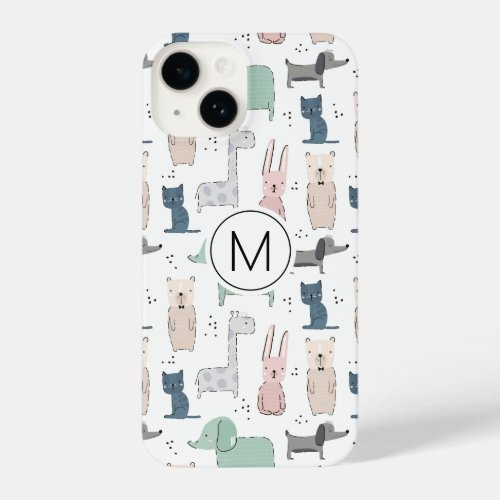 Cute Pastel Baby Animal Pattern iPhone 14 Case