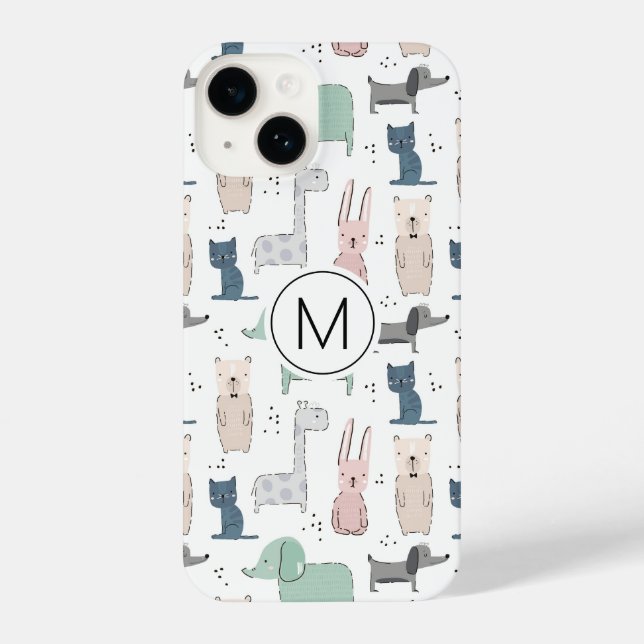 Cute Pastel Baby Animal Pattern iPhone Case (Back)