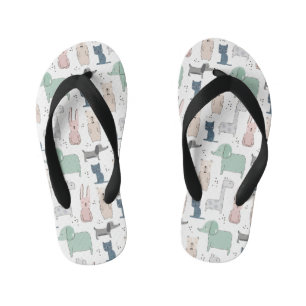 Cute Pastel Baby Animal Pattern Kid's Flip Flops