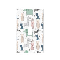 Cute Pastel Baby Animal Pattern Light Switch Cover