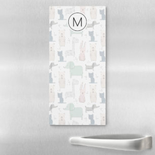 Cute Pastel Baby Animal Pattern Magnetic Notepad