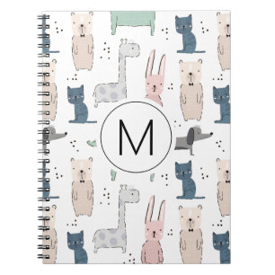 Cute Pastel Baby Animal Pattern Notebook