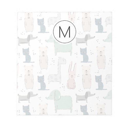 Cute Pastel Baby Animal Pattern Notepad