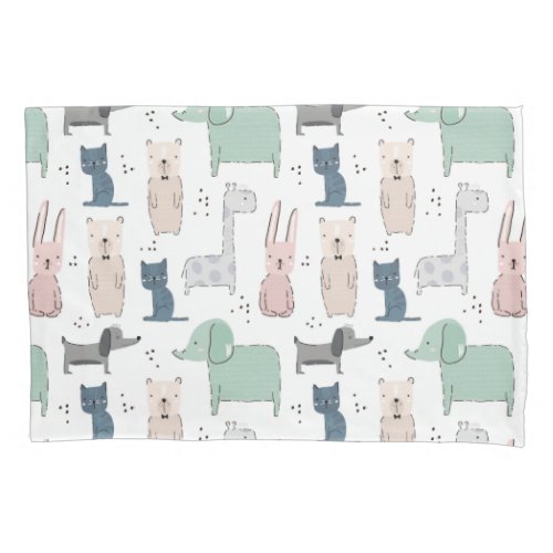 Cute Pastel Baby Animal Pattern Pillow Case