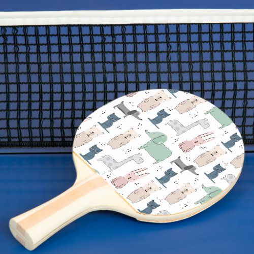 Cute Pastel Baby Animal Pattern Ping Pong Paddle