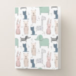 Cute Pastel Baby Animal Pattern Pocket Folder