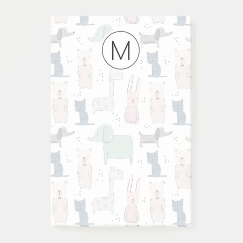 Cute Pastel Baby Animal Pattern Post_it Notes