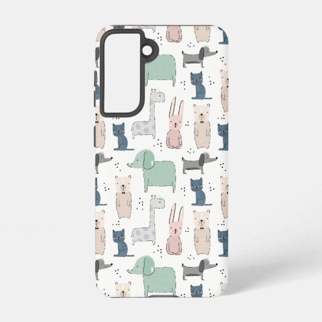 Cute Pastel Baby Animal Pattern Samsung Galaxy Case (Back)