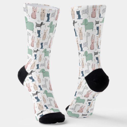 Cute Pastel Baby Animal Pattern Socks