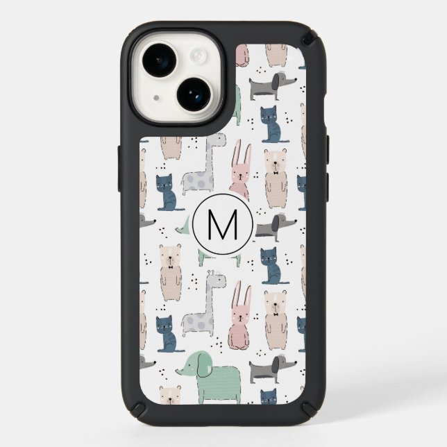 Cute Pastel Baby Animal Pattern Speck iPhone Case (Front)