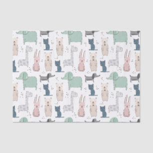 Cute Pastel Baby Animal Pattern Tissue Paper