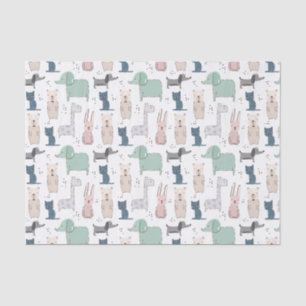 Cute Pastel Baby Animal Pattern Tissue Paper