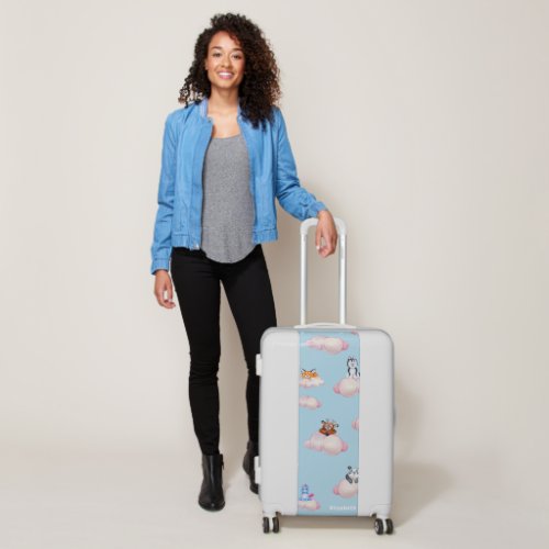 Cute Pastel Baby Animals On Clouds Luggage