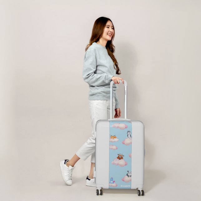 Cute Pastel Baby Animals On Clouds Luggage (Scale)