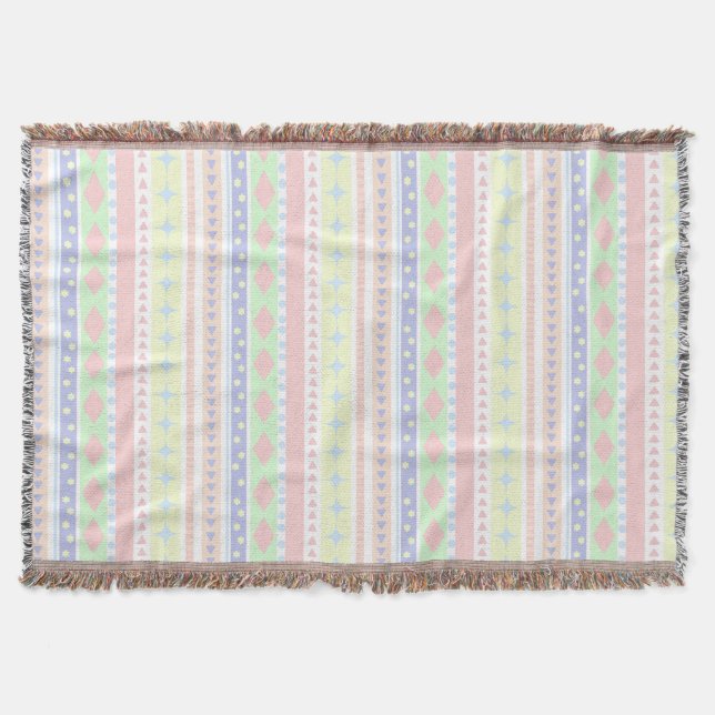 Cute Pastel Baby Print Throw Blanket (Front)