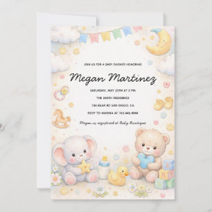 Cute Pastel Baby Shower Invitation Template