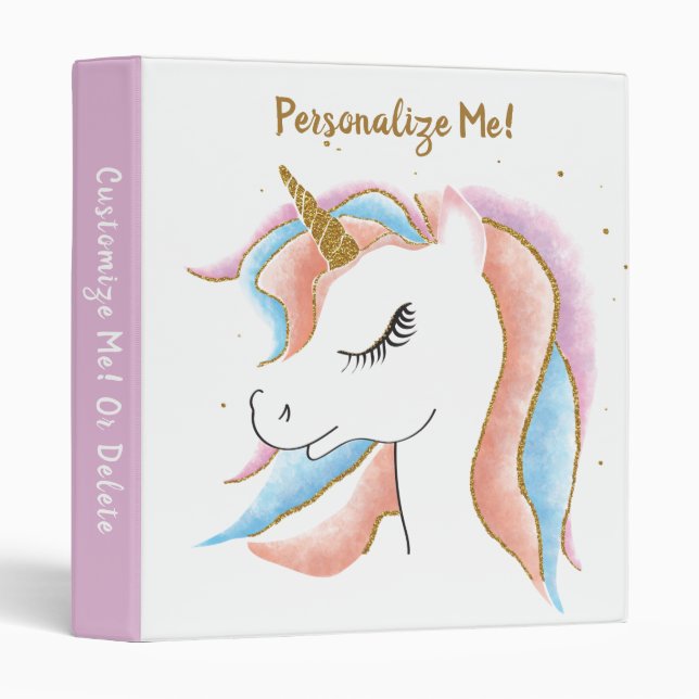 Cute Pastel Baby Unicorn Keepsake Album 3 Ring Binder (Front/Spine)