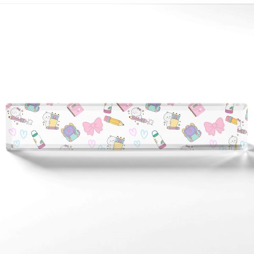 Cute Pastel Back to School Desk Decor AcrylicBlock Name Plate
