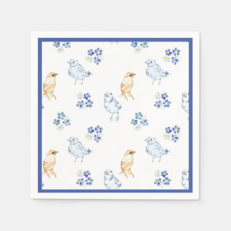 Cute pastel birds and floral seamless pattern   napkins