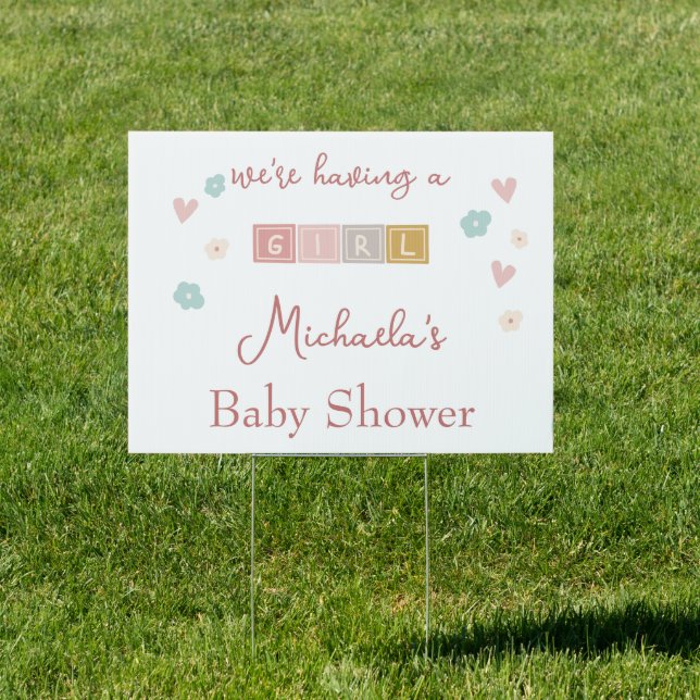 Cute Pastel Blocks Girl Baby Shower Sign (Insitu)