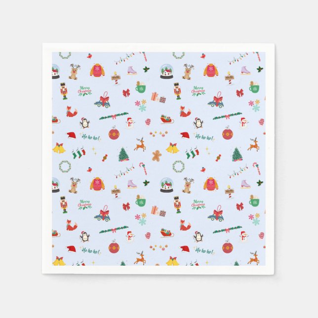 Cute pastel blue Christmas party decoration  Napkins (Front)