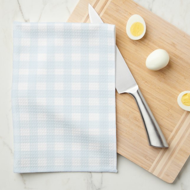 Cute Pastel Blue Gingham Kitchen Towel (Quarter Fold)