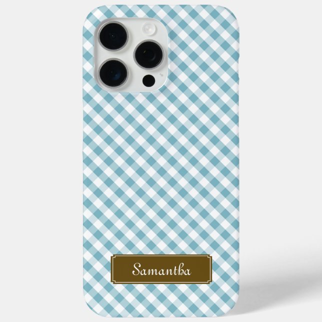 Cute Pastel Blue Gingham Pattern Case-Mate iPhone Case (Back)
