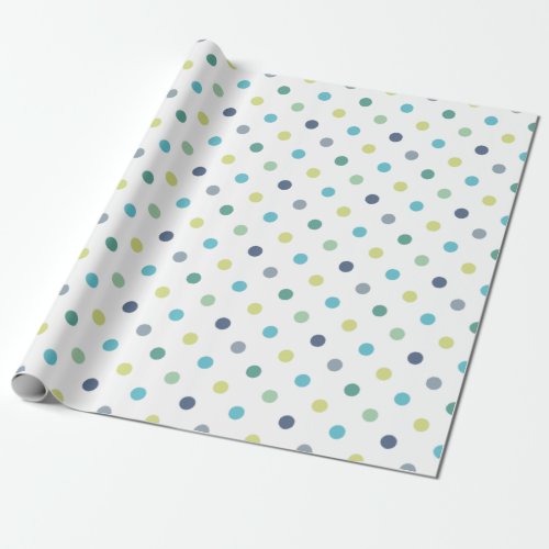 Cute Pastel Blue Green Polka Dots Wrapping Paper 1