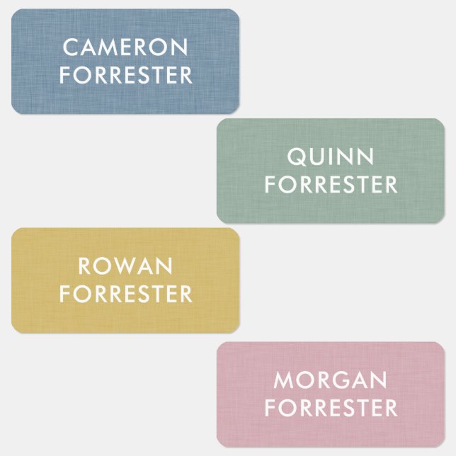 Cute pastel blue, green, yellow, pink name kids' labels (Group)