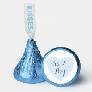 Cute Pastel Blue Heart Its A Boy Baby Shower Hershey®'s Kisses®