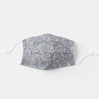 Cute Pastel Blue Mauve Blush Coral Pink Paisley Adult Cloth Face Mask