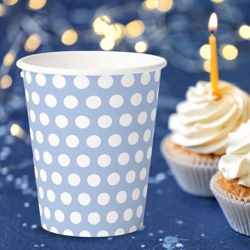 Cute Pastel Blue Polka Dot Pattern Birthday Party Paper Cups