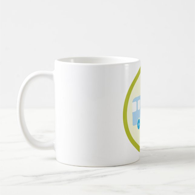 Cute Pastel Blue School Bus Icon Coffee Mug (Left)