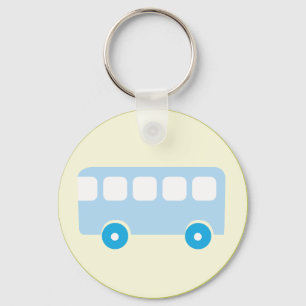 Cute Pastel Blue School Bus Icon Keychain