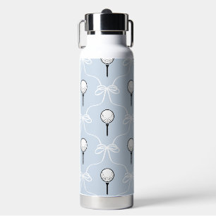 Cute Pastel Blue White Bow Golf Pattern Water Bottle