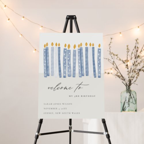Cute Pastel Blue Yellow Birthday Candles Welcome Foam Board