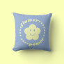 Cute Pastel Blue Yellow Daisy Smile Face Slogan Throw Pillow